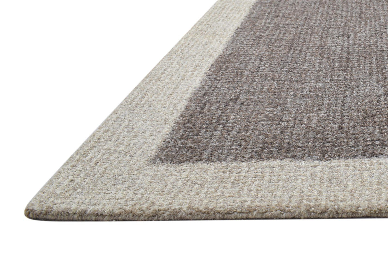 Tufted Brown Rug 3X5 Modern Hand Tufted Scandinavian Bordered Room Size Carpet   7864491147413