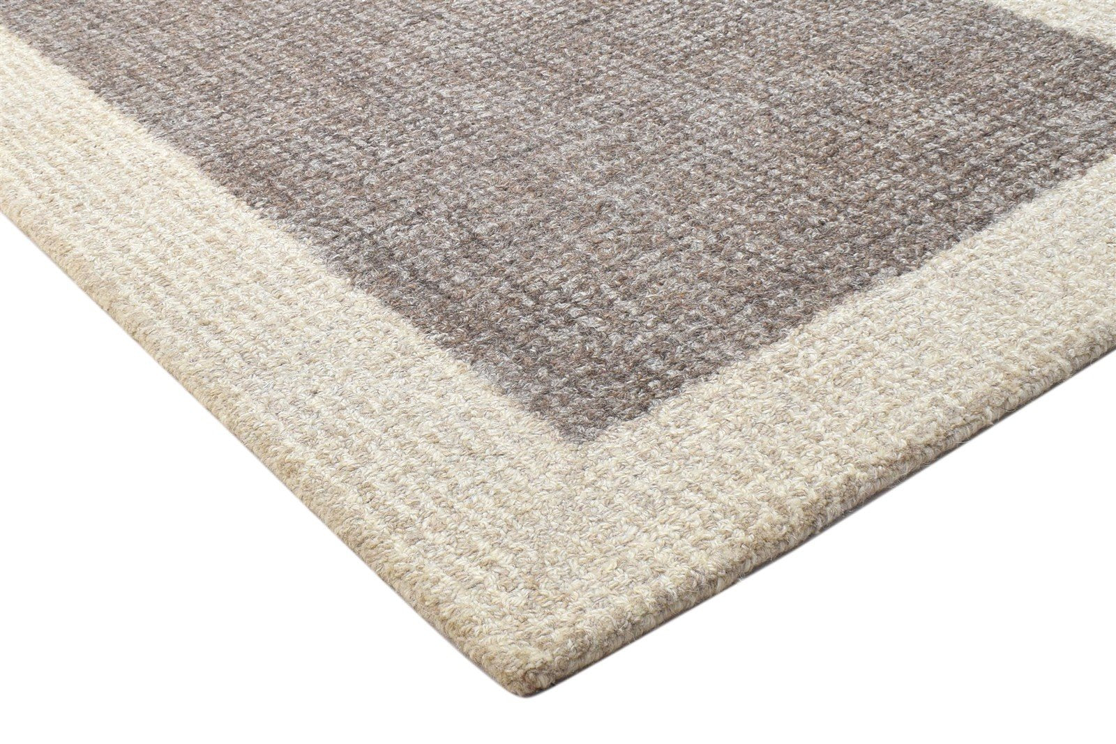 Tufted Brown Rug 3X5 Modern Hand Tufted Scandinavian Bordered Room Size Carpet   7864491147413