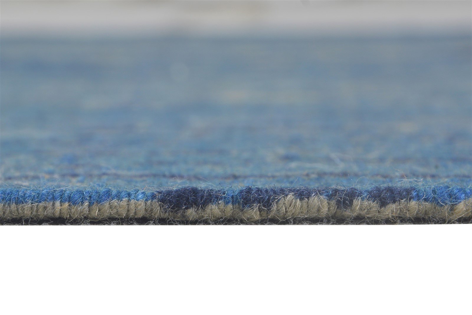 Blue Wool Rug 4' X 6' Modern Dhurrie American Abstract Room Size Carpe