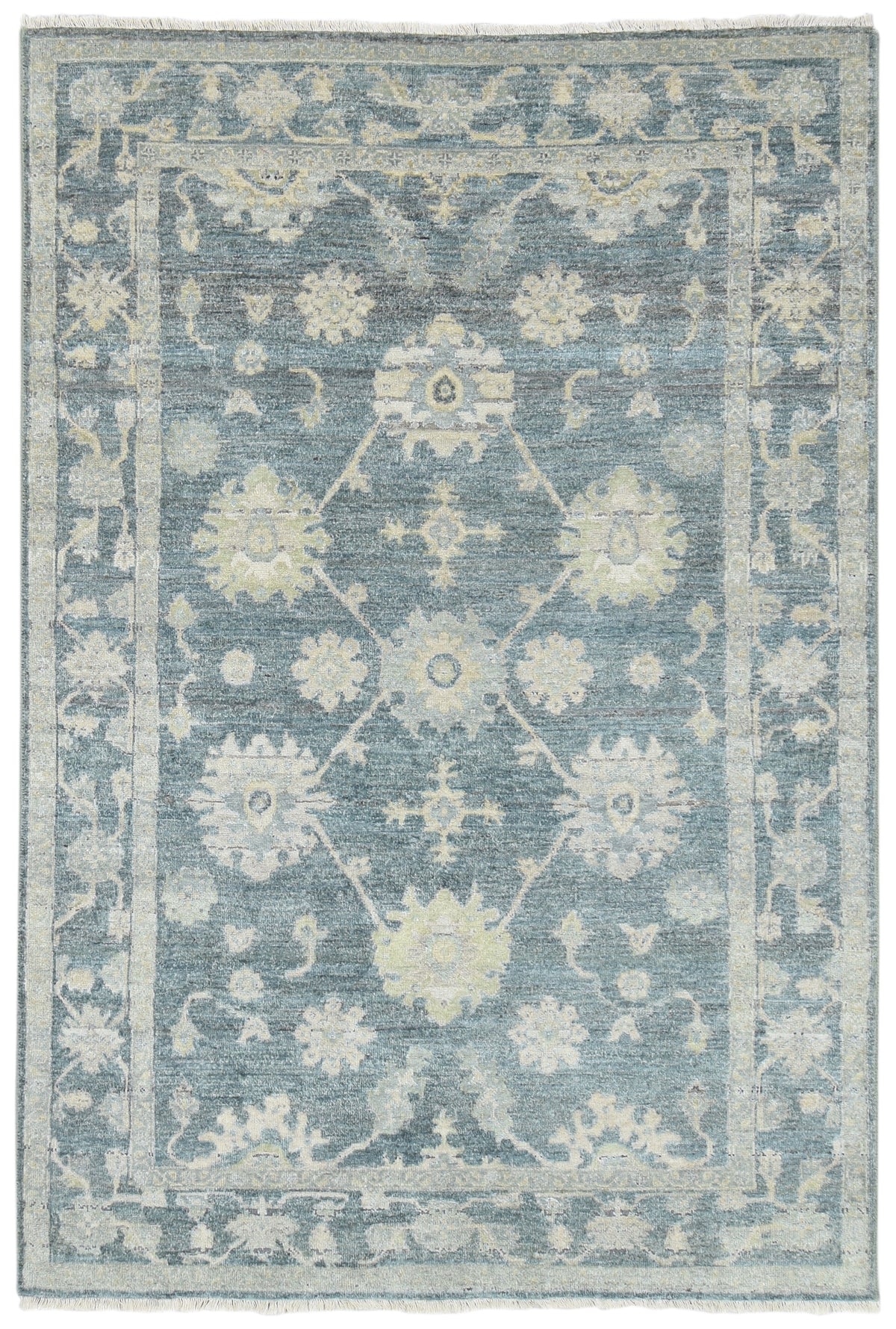 Velaris Luxurious Hand-Knotted Blue Vintage Persian-Style Rug – Oushak Area Rug   9194709123221