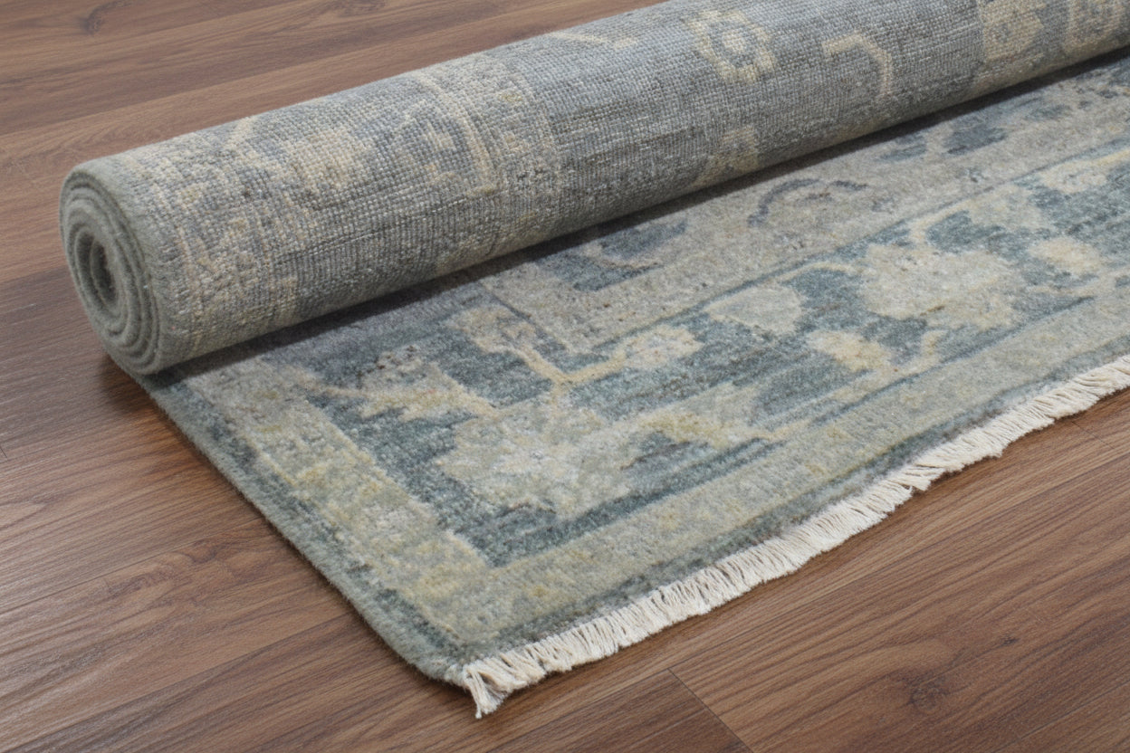 Velaris Luxurious Hand-Knotted Blue Vintage Persian-Style Rug – Oushak Area Rug   9194709123221
