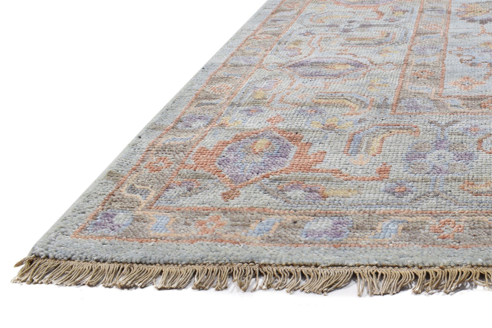Vendal Wool Blue Gray Hand-Knotted Oushak Persian Rug   8881898094741