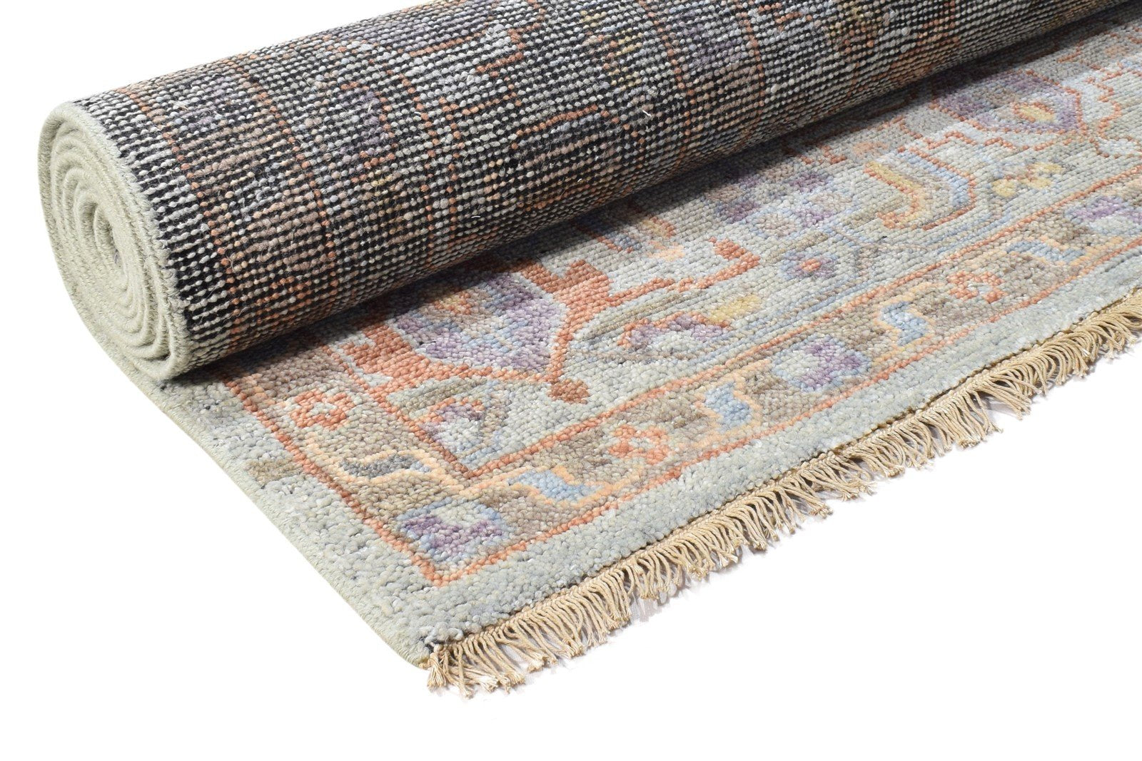 Vendal Wool Blue Gray Hand-Knotted Oushak Persian Rug   8881898094741
