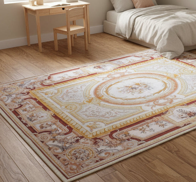 Versailles Ornate Aubusson Handmade Ivory Area Rug – Savonnerie French Baroque Style   9125662621845