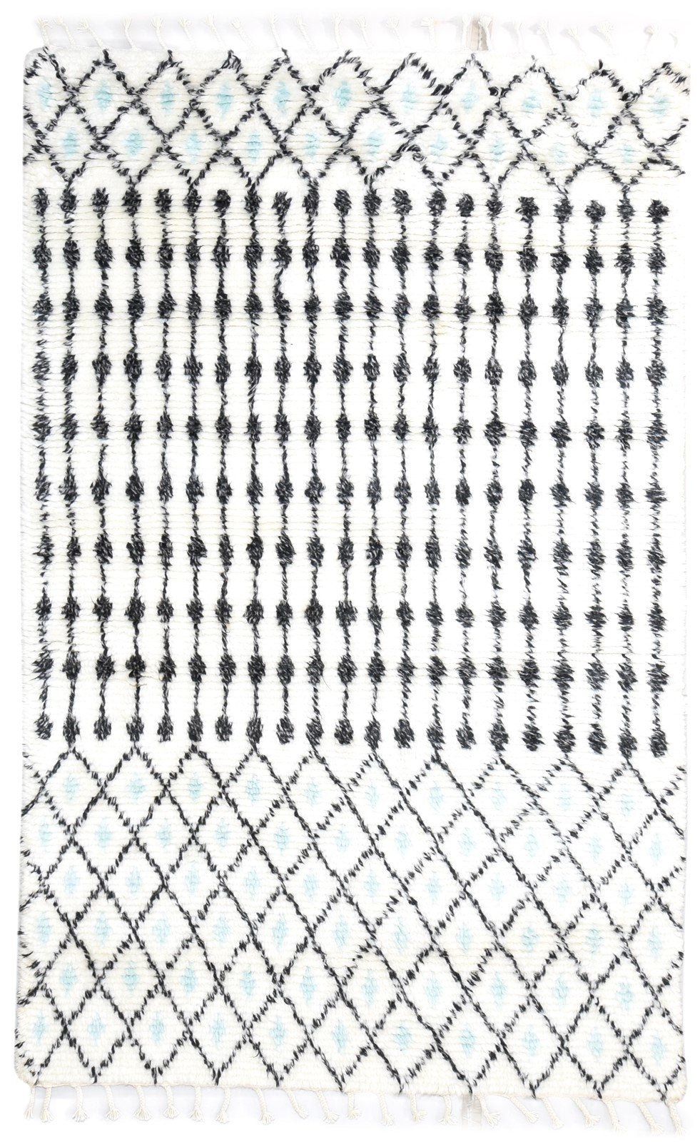 White Wool Rug 5' X 8' Modern Hand Knotted Moroccan Trellis Room Size Carpet   7865114263701