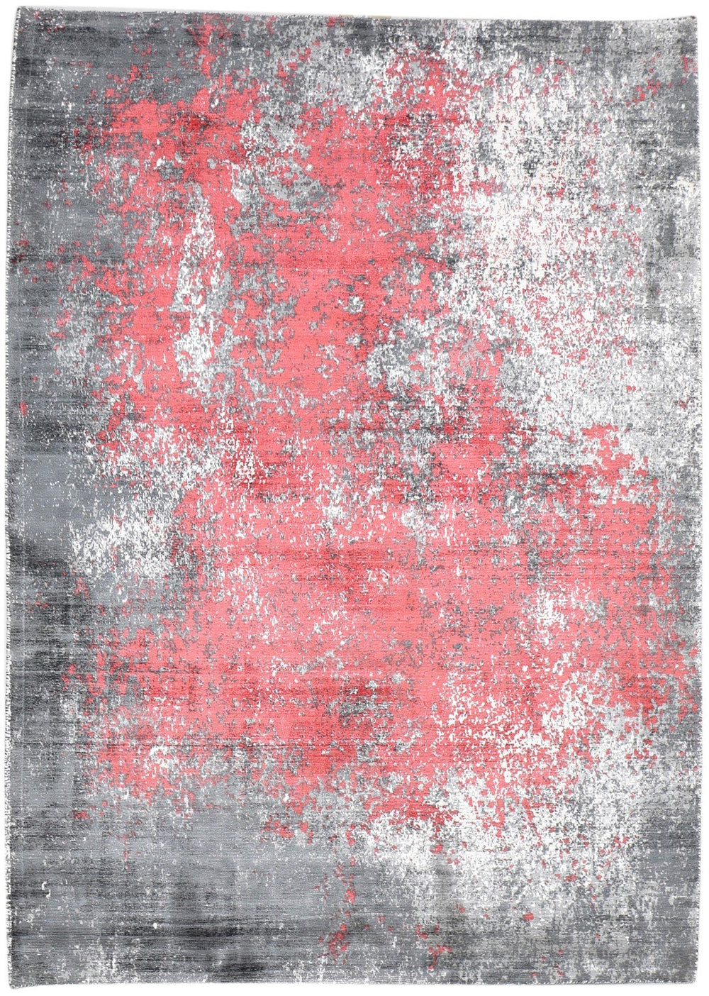 5' X 6' Rug Silk Red Modern Hand Woven Indian Abstract Room Size Carpe