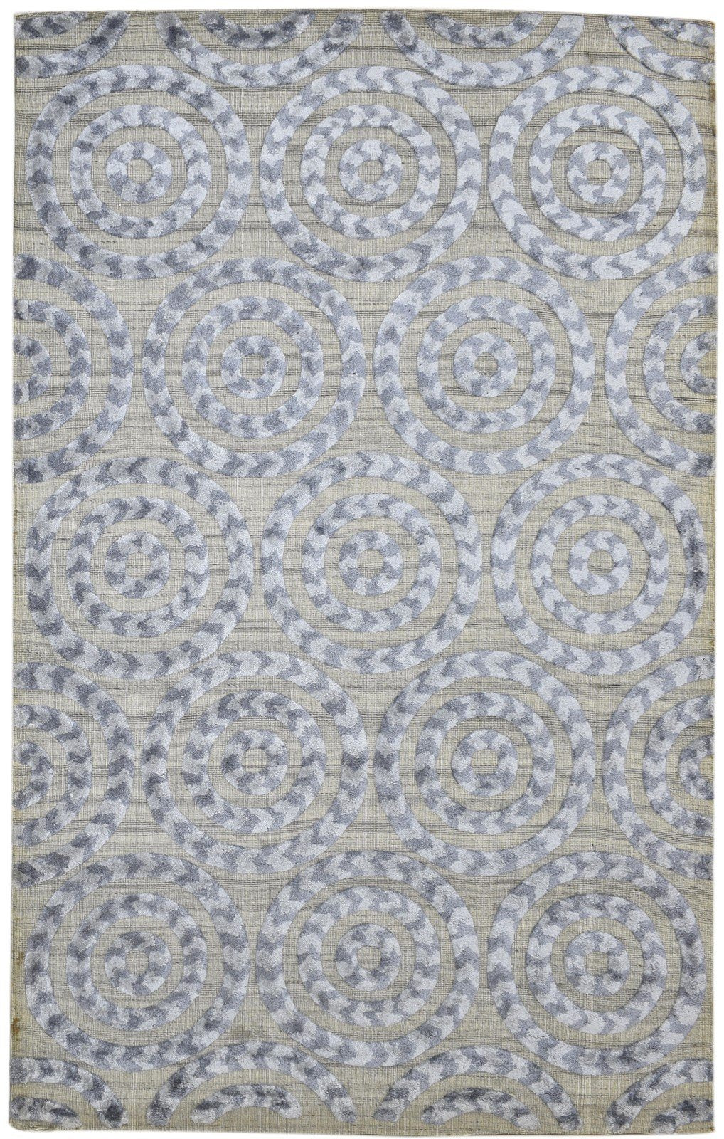 Wool Art Silk Blend Grey Rug 5x8 Modern Power Loomed Indian Floral 5'0"X8'0" Carpet   7860700545173