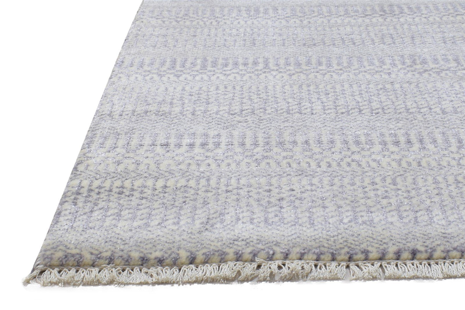 Wool Art Silk Charcoal Rug 2X3 Modern Hand Knotted Scandinavian Grass Trellis Small   7864316297365