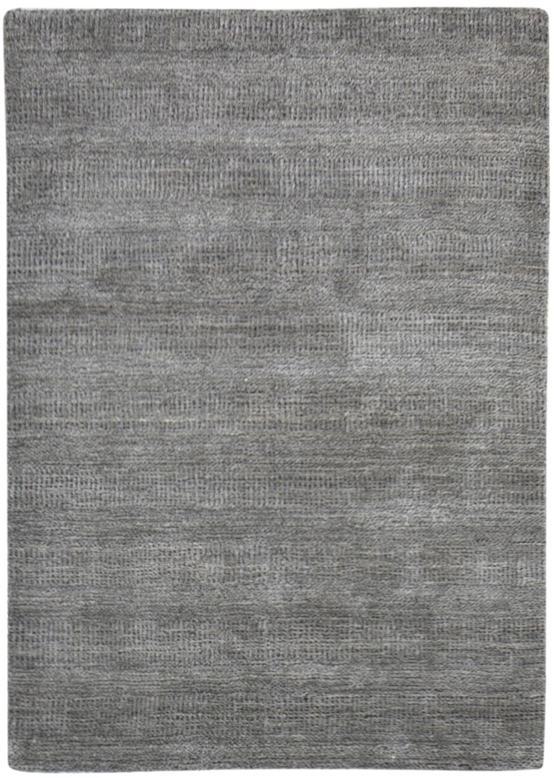 Wool / Art Silk Charcoal Rug 4X6 Modern Hand Woven Scandinavian Grass Trellis Rug   7864228184213