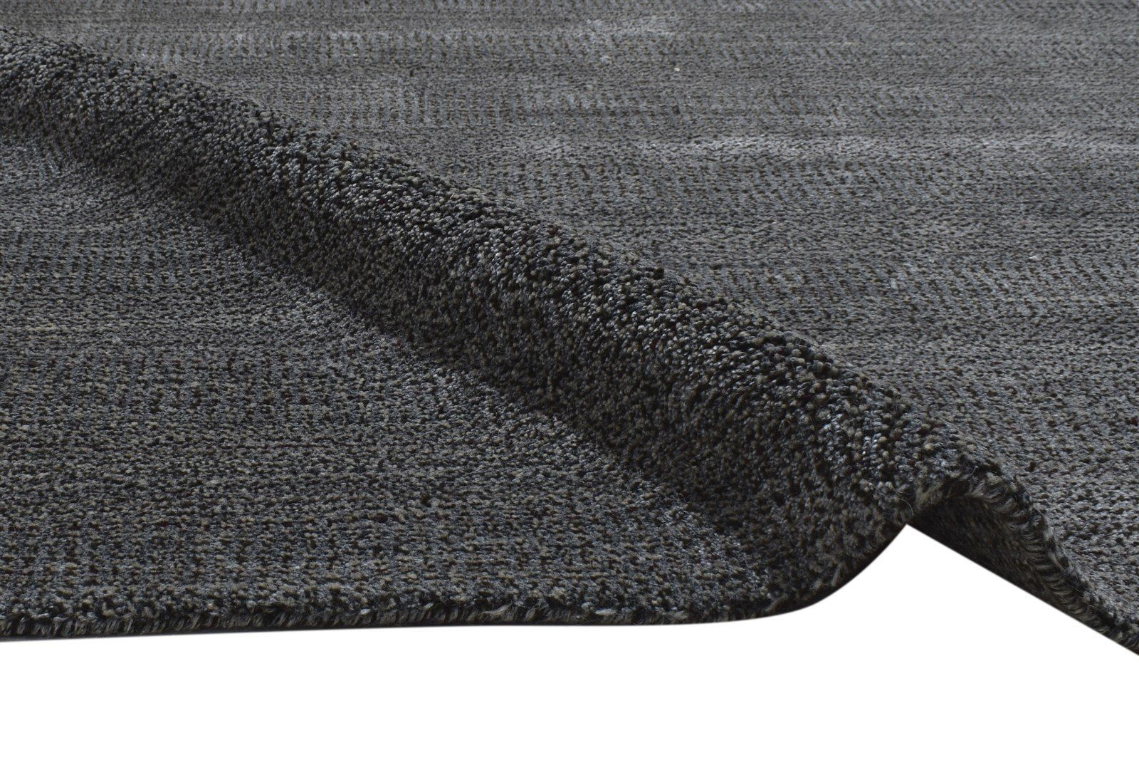 Wool / Art Silk Charcoal Rug 4X6 Modern Hand Woven Scandinavian Grass Trellis Rug   7864228184213