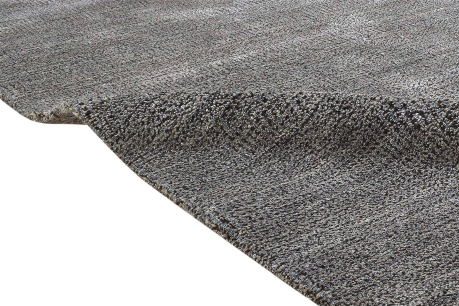 Wool / Art Silk Charcoal Rug 4X6 Modern Hand Woven Scandinavian Grass Trellis Rug   7864228184213