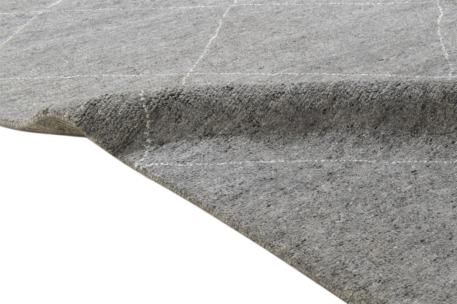 Wool / Art Silk Dark Grey Rug 10X14 Modern Hand Knotted Moroccan Diamond Extra Large   7864102486165