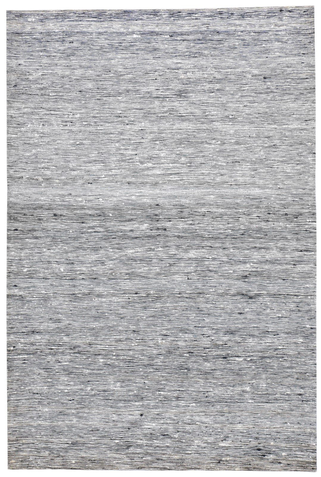 Wool / Art Silk Dark Grey Rug 5X7 Modern Jacquard Scandinavian Striped Room Size   7864179261589