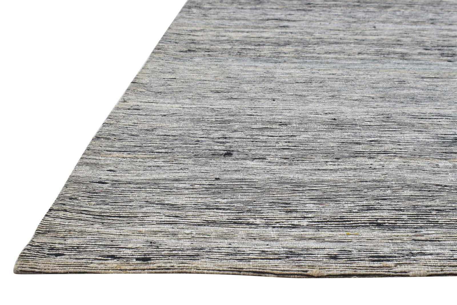 Wool / Art Silk Dark Grey Rug 5X7 Modern Jacquard Scandinavian Striped Room Size   7864179261589