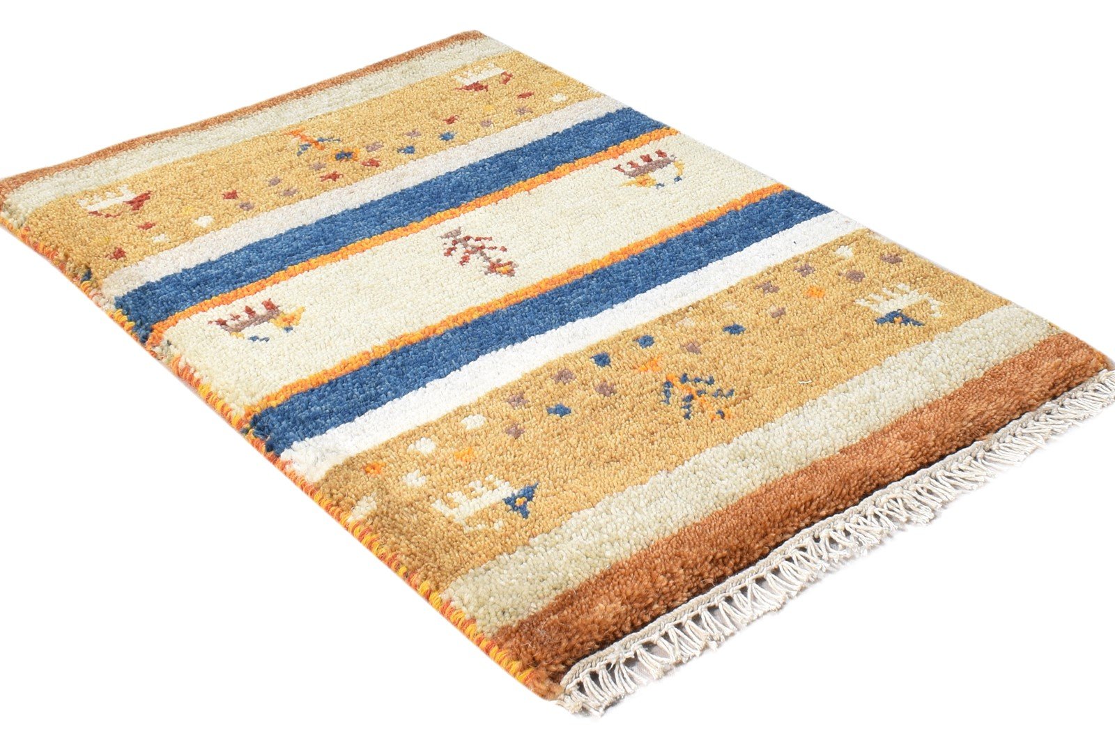 Wool Beige Rug 1' X 2' Southwestern Hand Knotted American Tribal Small Carpet   7865057738901
