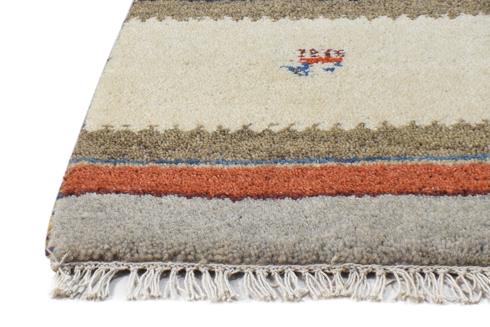 Wool Beige Rug 1' X 2' Southwestern Hand Knotted Gabbeh Tribal Small Carpet   7865096077461