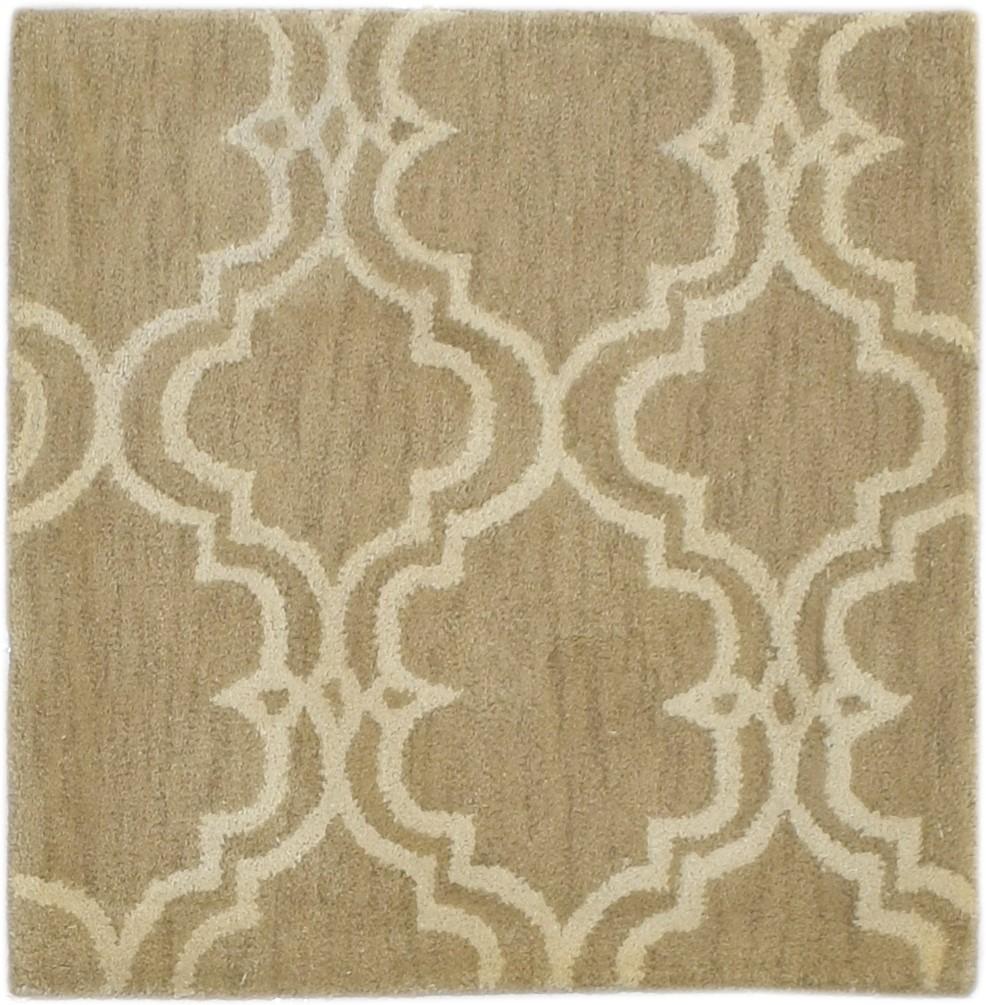 Wool Beige Rug 2' X 2' Modern Hand Tufted Moroccan Trellis 2'2"X2'2" Carpet   7860696875157