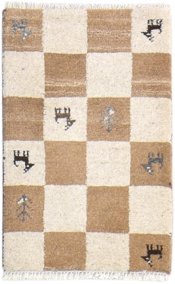 Wool Beige Rug 2' X 2' Southwestern Hand Knotted Gabbeh Tribal Small Carpet   7865100566677
