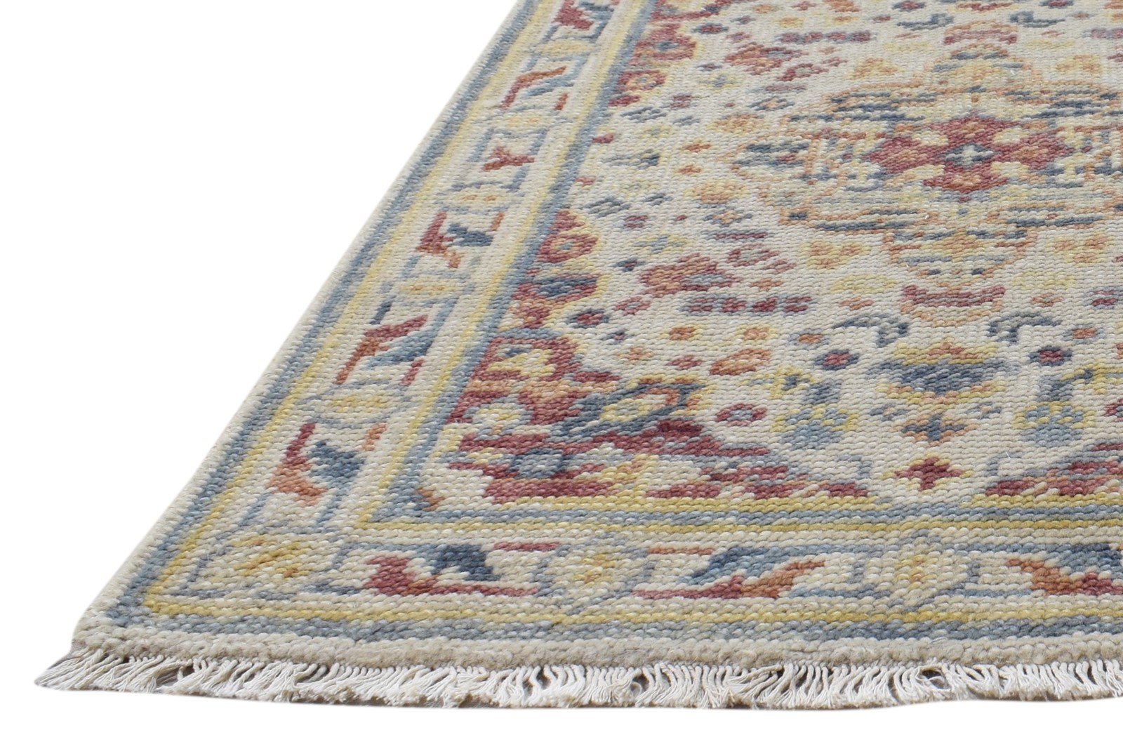 Wool Beige Rug 2' X 3' Persian Hand Knotted Heriz-Indian Medallion Small Carpet   7865144049813