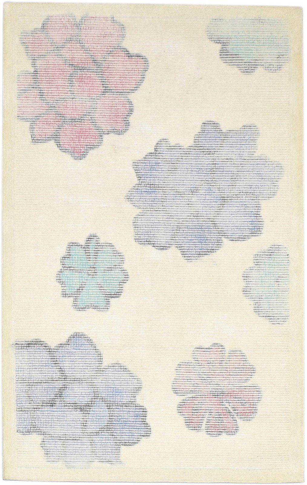 Wool Beige Rug 3' X 5' Modern Hand Tufted French Floral Room Size Carpet   7864143085717