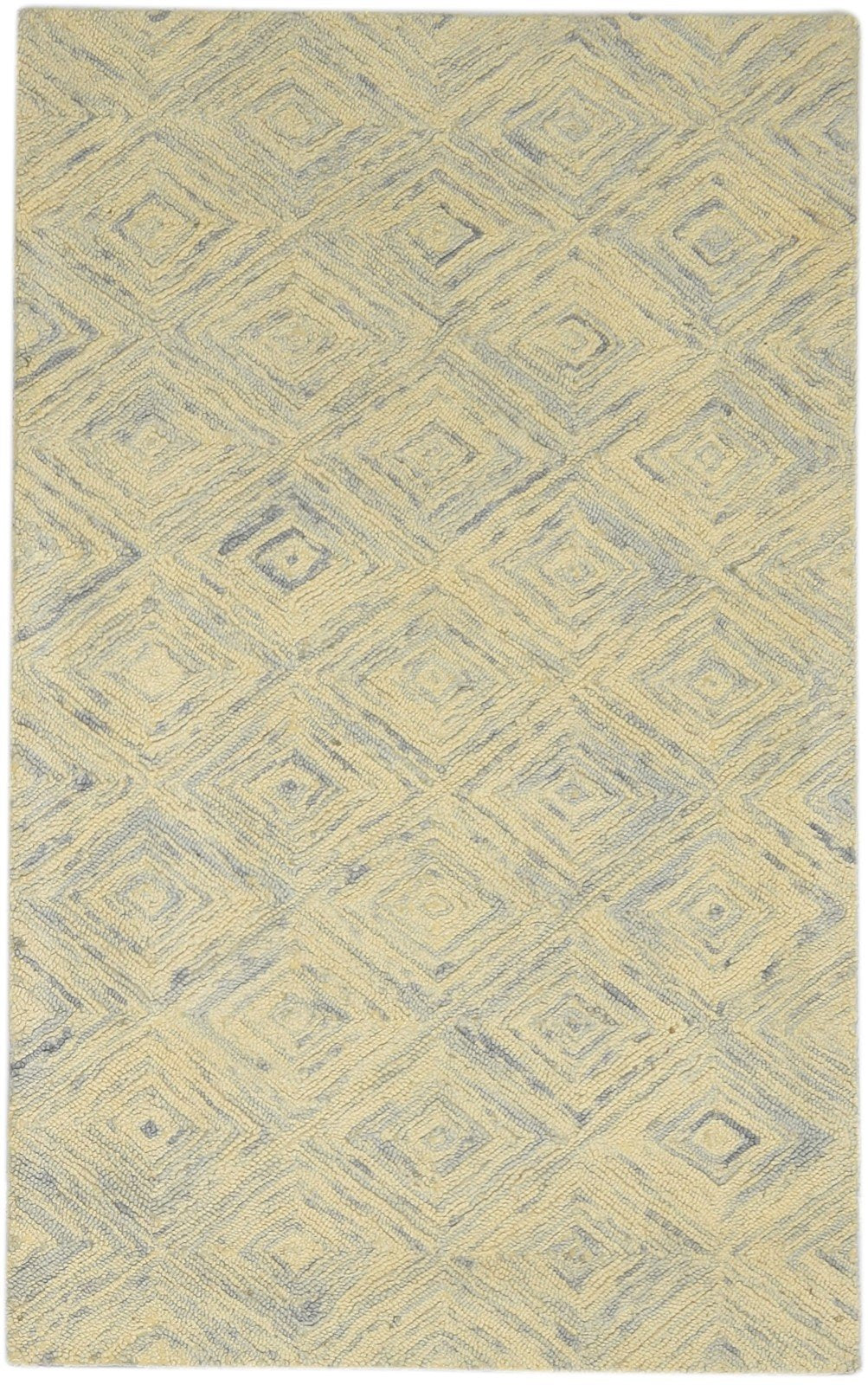 Wool Beige Rug 3' X 5' Modern Hand Tufted Scandinavian Diamond Room Size Carpet   7860704444565