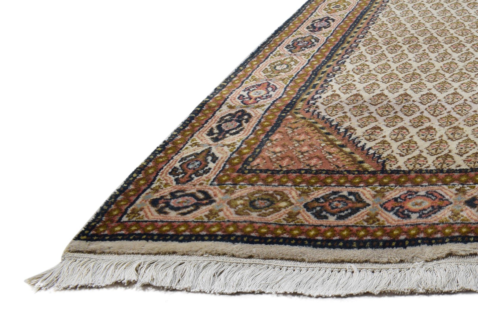 Wool Beige Rug 3' X 6' Persian Hand Knotted Mir Oriental Small Carpet   7864956190869