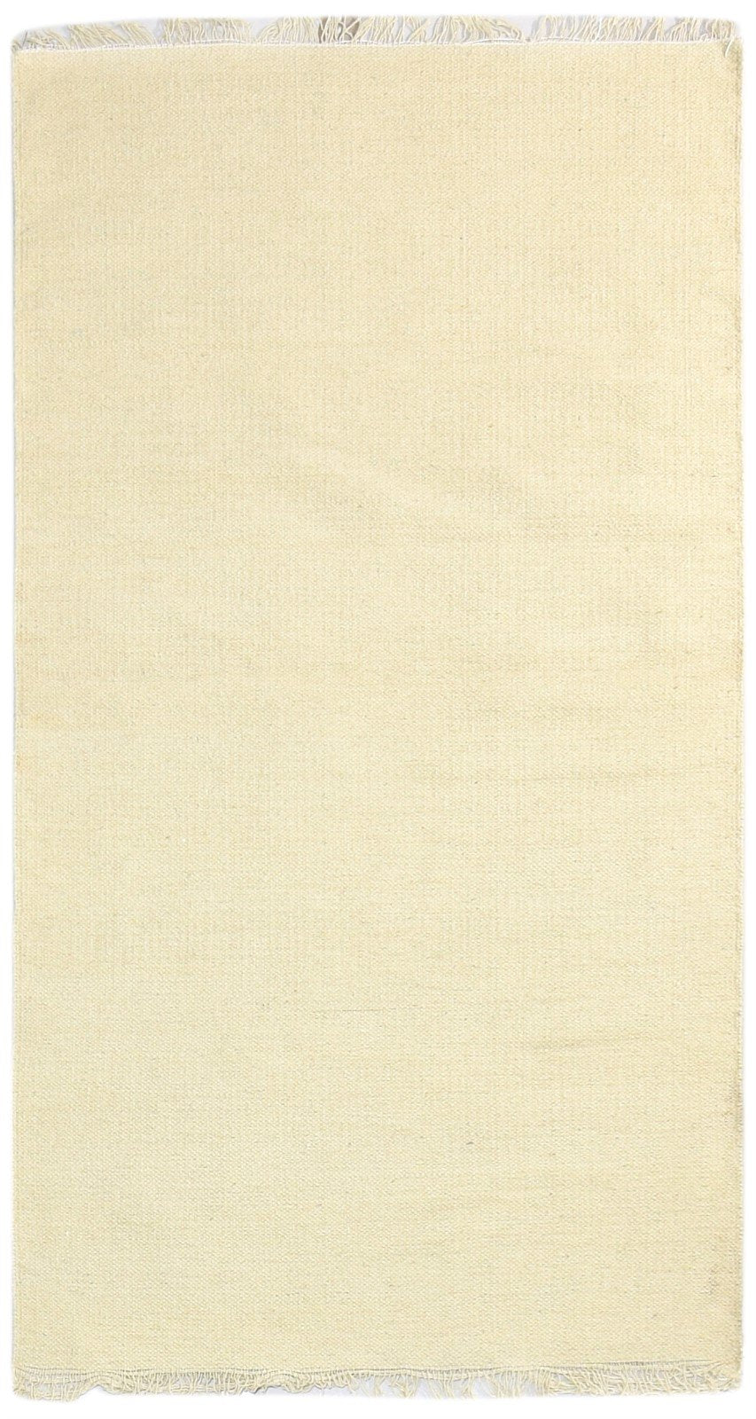 Wool Beige Rug 3' X 8' Modern Dhurrie Scandinavian Solid Small Runner   7865198575765