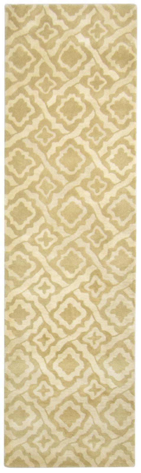 Wool Beige Rug 3' X 9' Modern Hand Tufted Scandinavian Trellis Small Runner   7864123293845