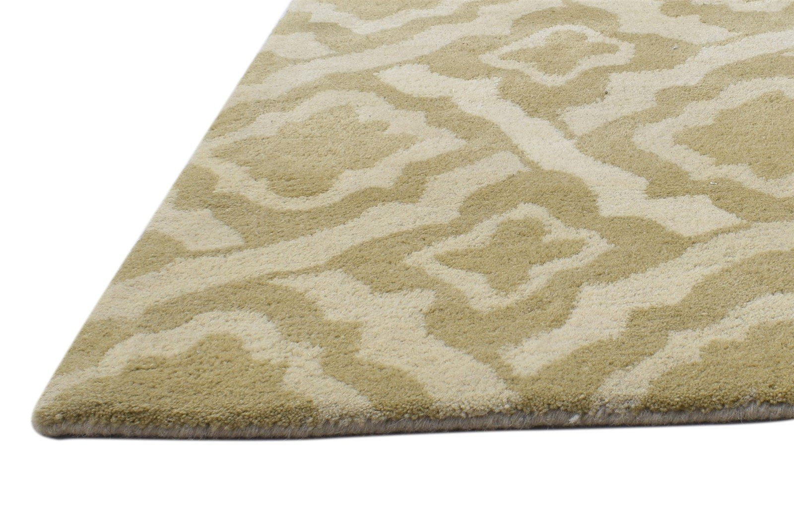Wool Beige Rug 3' X 9' Modern Hand Tufted Scandinavian Trellis Small Runner   7864123293845