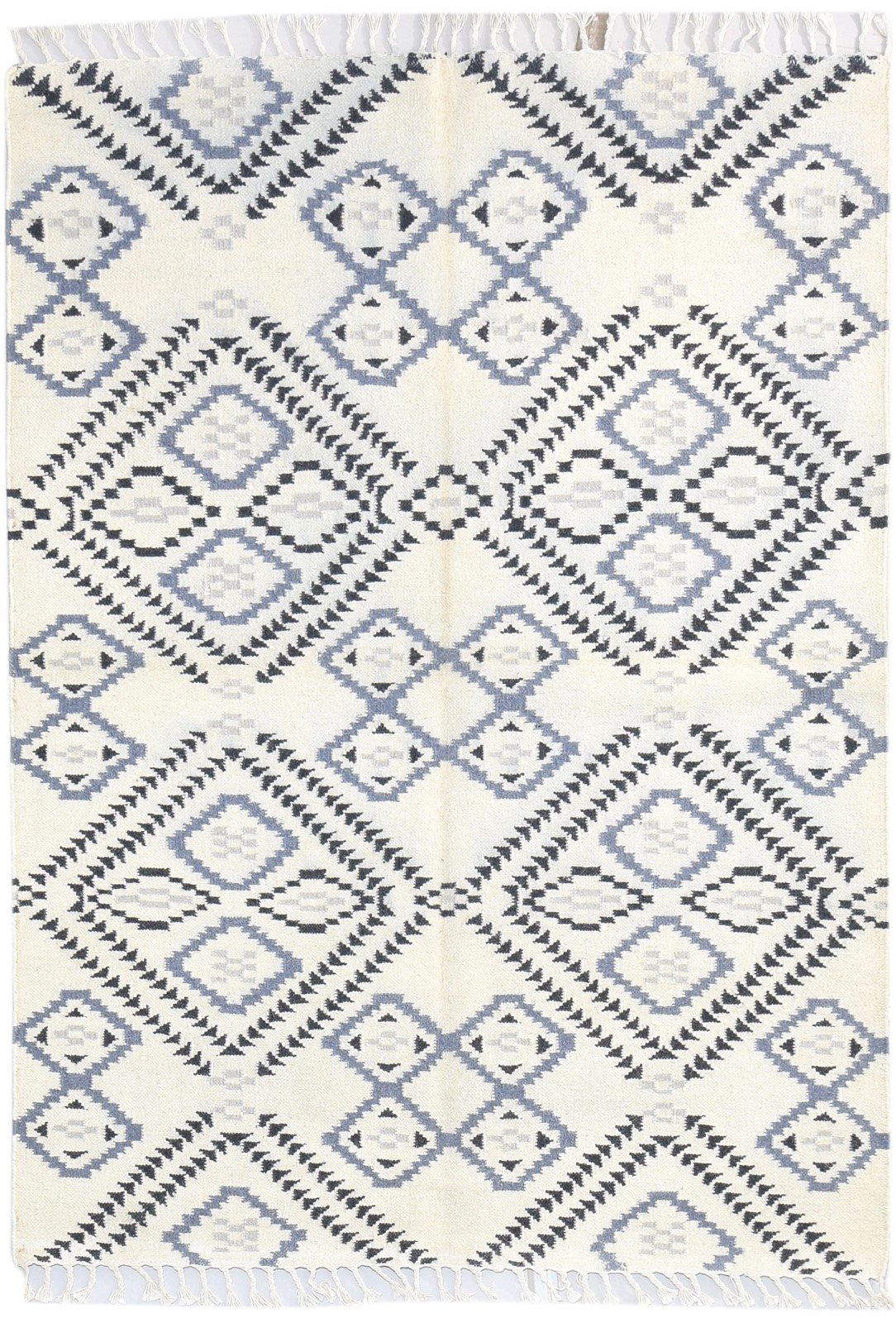 Wool Beige Rug 5' X 6' Modern Dhurrie Moroccan Geometric Room Size Carpet   7865191694485