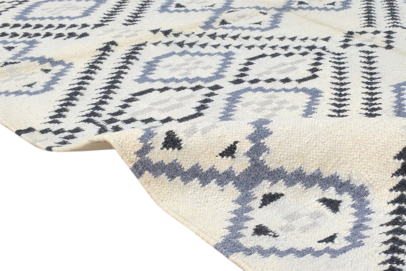 Wool Beige Rug 5' X 6' Modern Dhurrie Moroccan Geometric Room Size Carpet   7865191694485