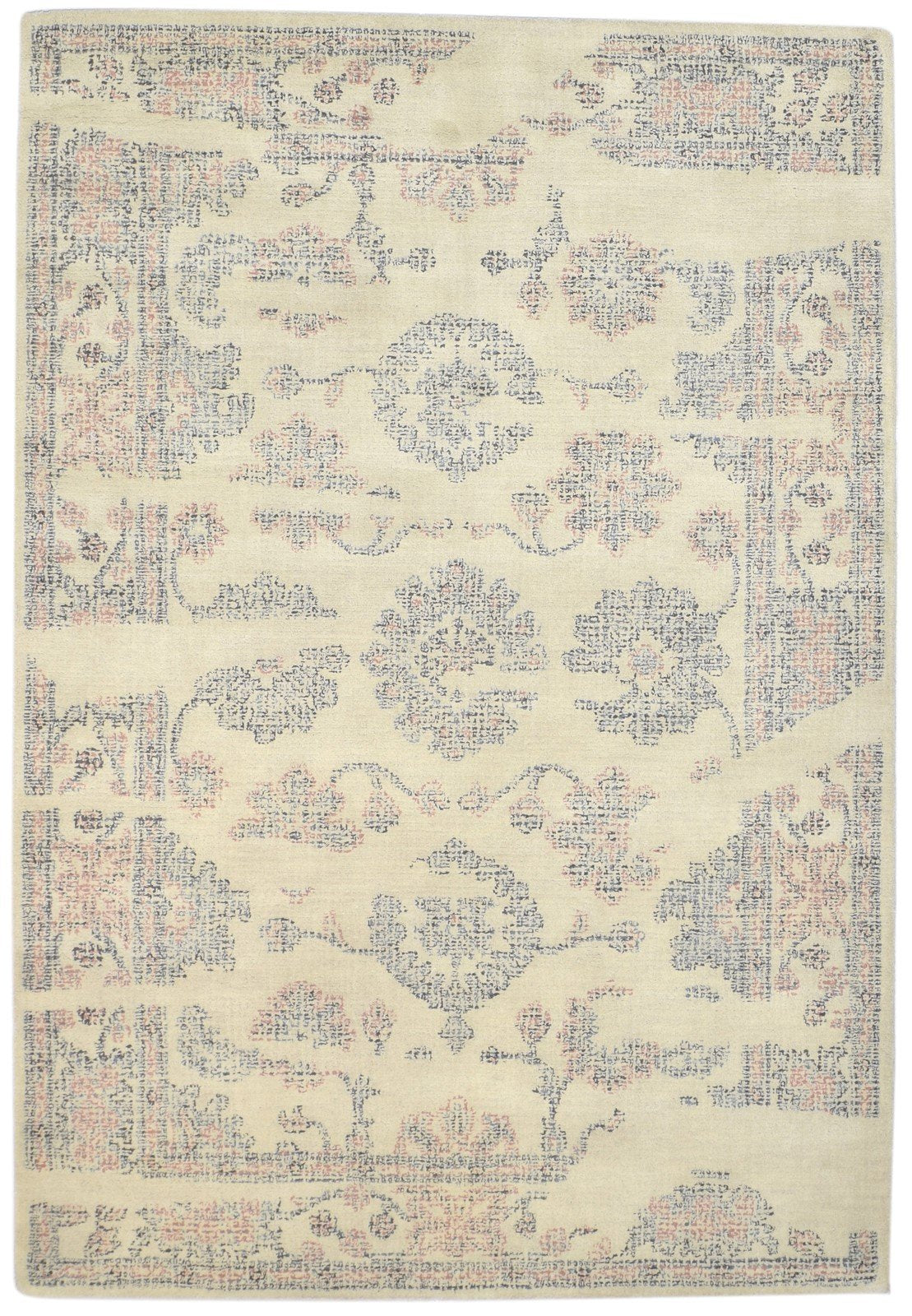 Wool Beige Rug 5' X 8' Erased Hand Tufted Oushak Oriental Room Size Carpet   7864096915605