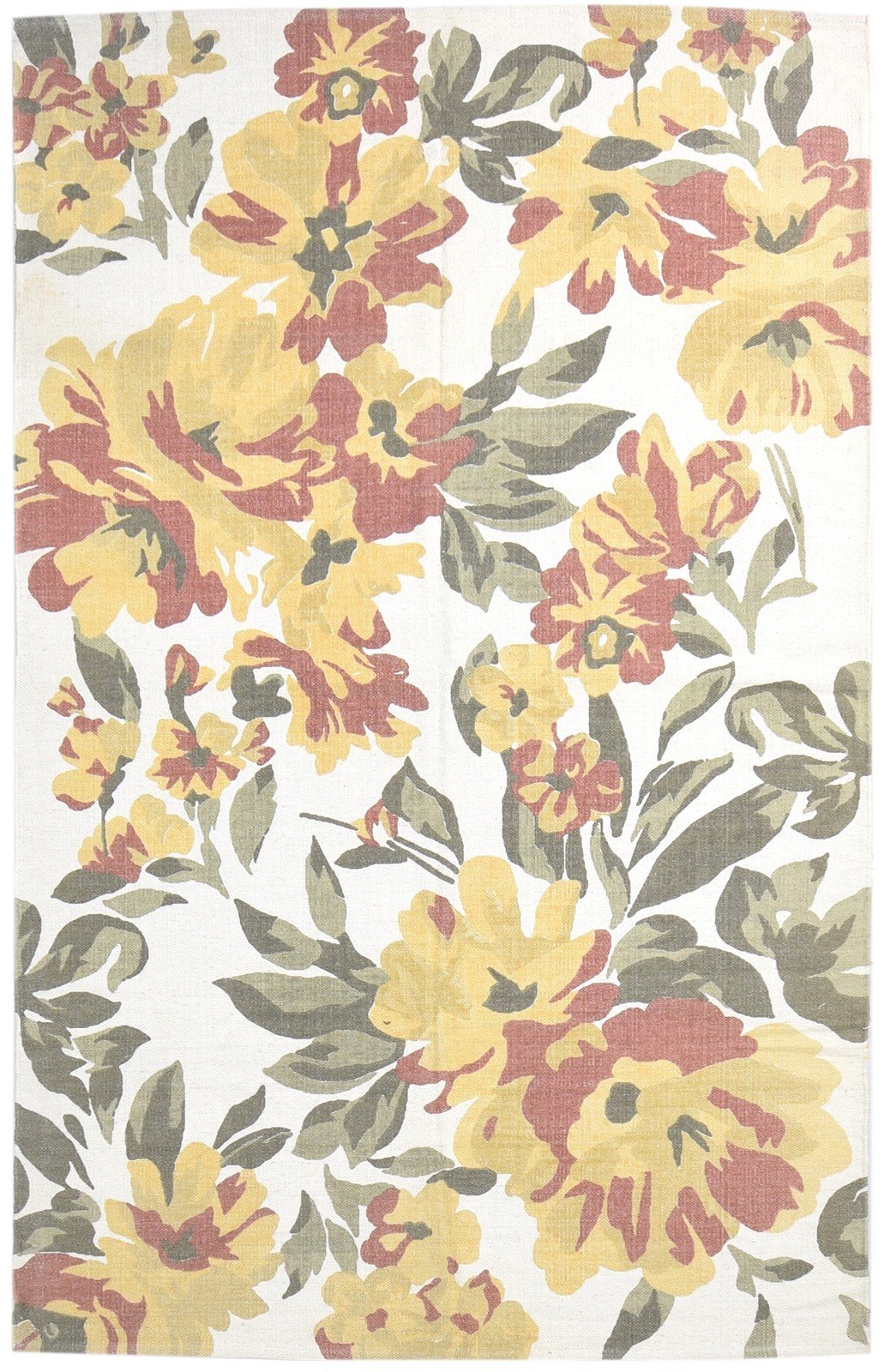 Wool Beige Rug 5' X 8' Modern Dhurrie European Floral Room Size Carpet   7865194774677