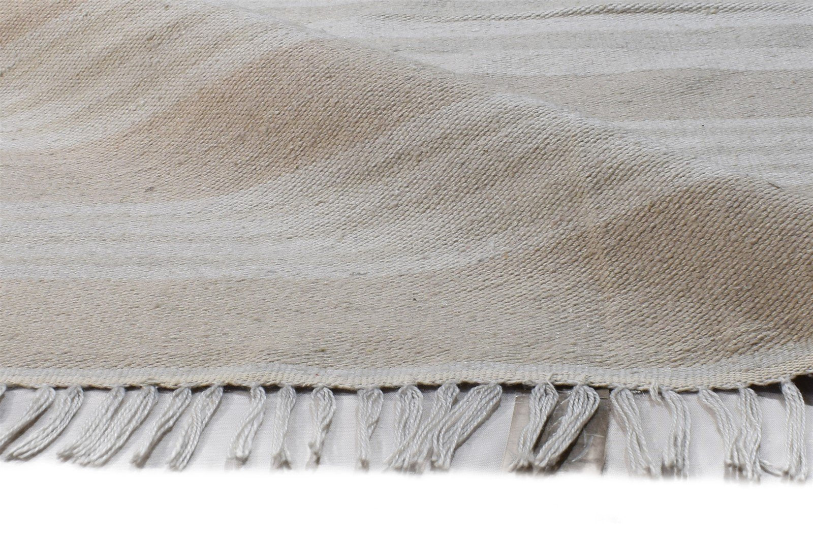 Wool Beige Rug 5' X 8' Modern Dhurrie Scandinavian Striped Room Size Carpet   7865193955477
