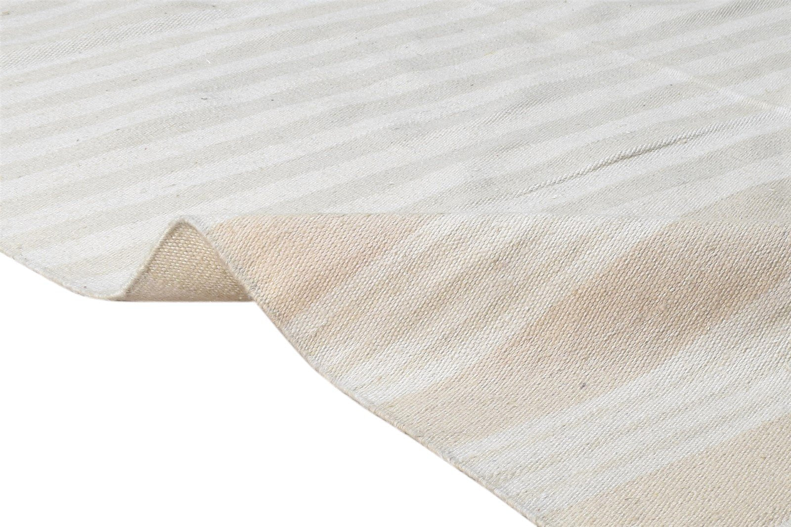 Wool Beige Rug 5' X 8' Modern Dhurrie Scandinavian Striped Room Size Carpet   7865193955477