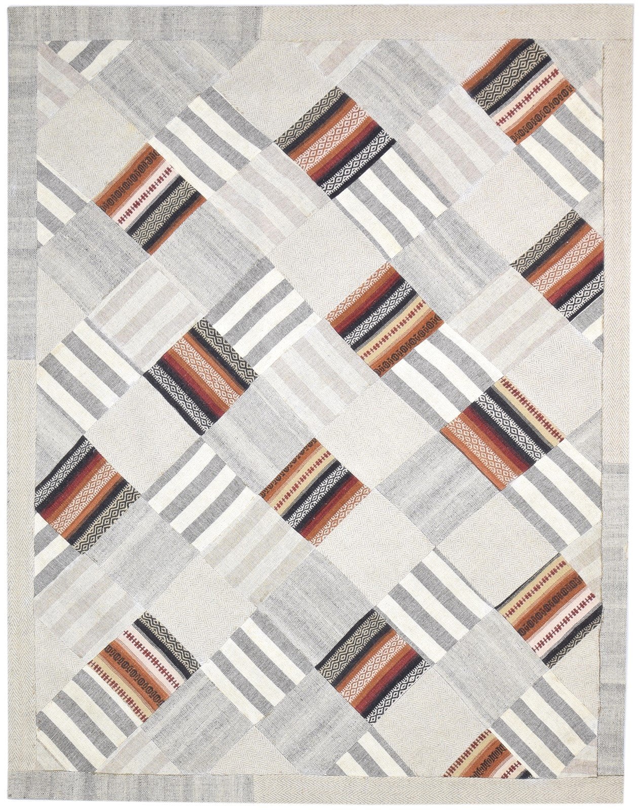 Wool Beige Rug 6' X 8' Modern Hand Tufted Scandinavian Geometric Large Carpet   7864112054421