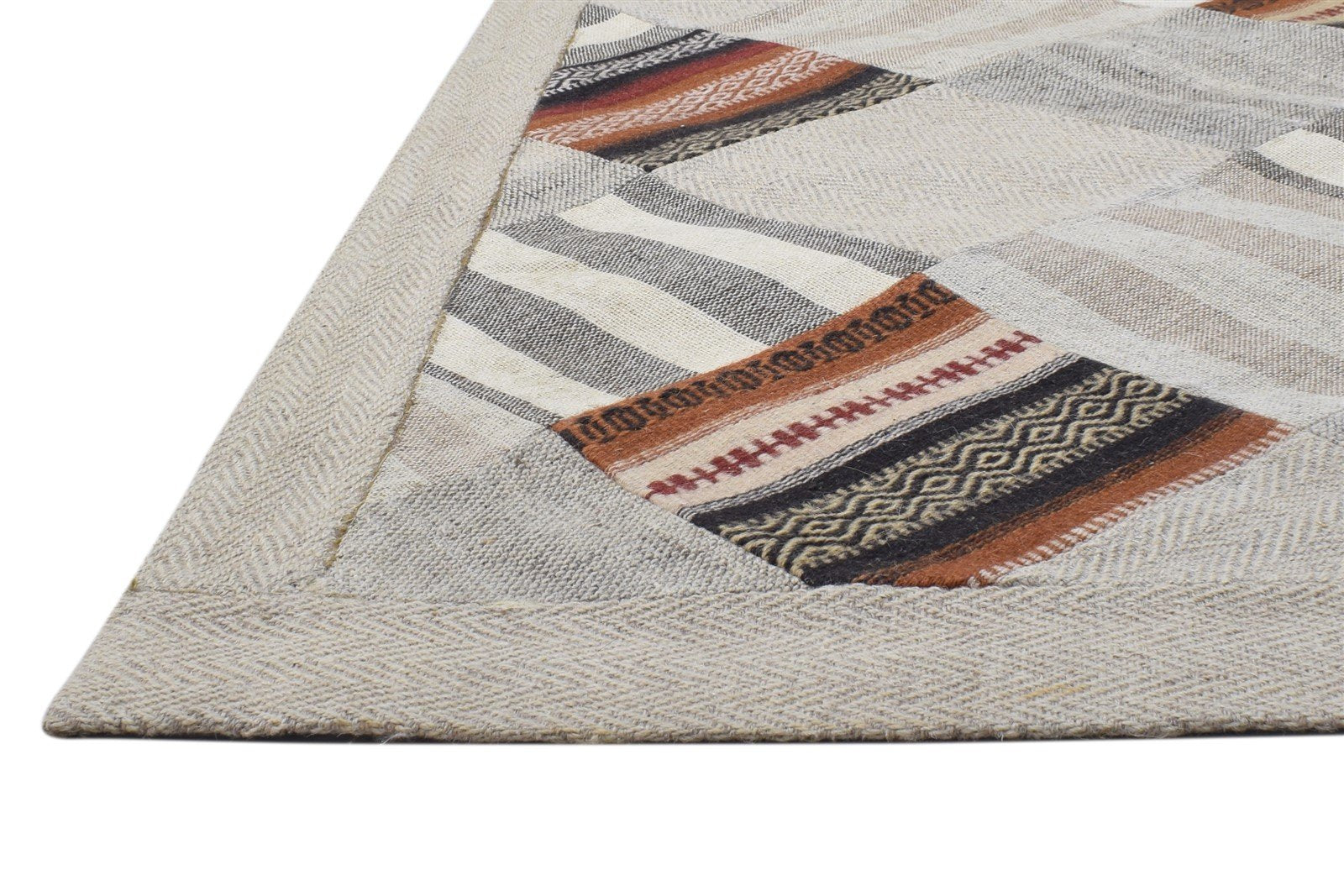 Wool Beige Rug 6' X 8' Modern Hand Tufted Scandinavian Geometric Large Carpet   7864112054421