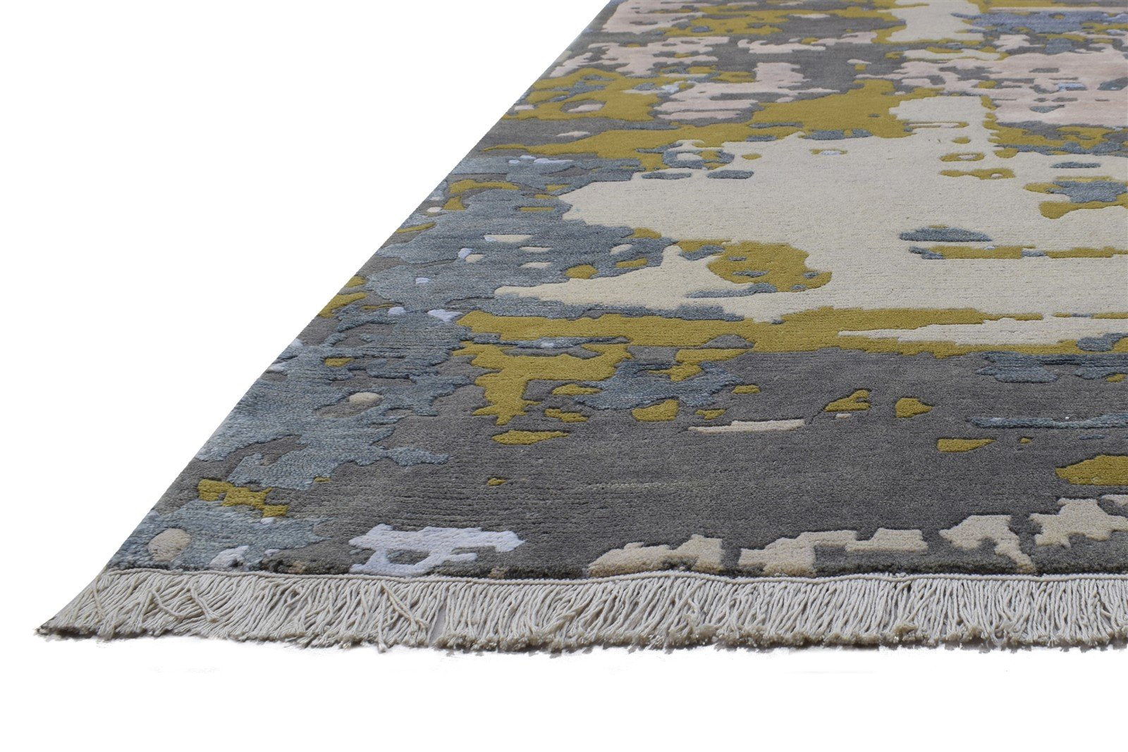 Wool Beige Rug 8' X 10' Modern Hand Knotted Indian Abstract Large Carpet   7864400773269