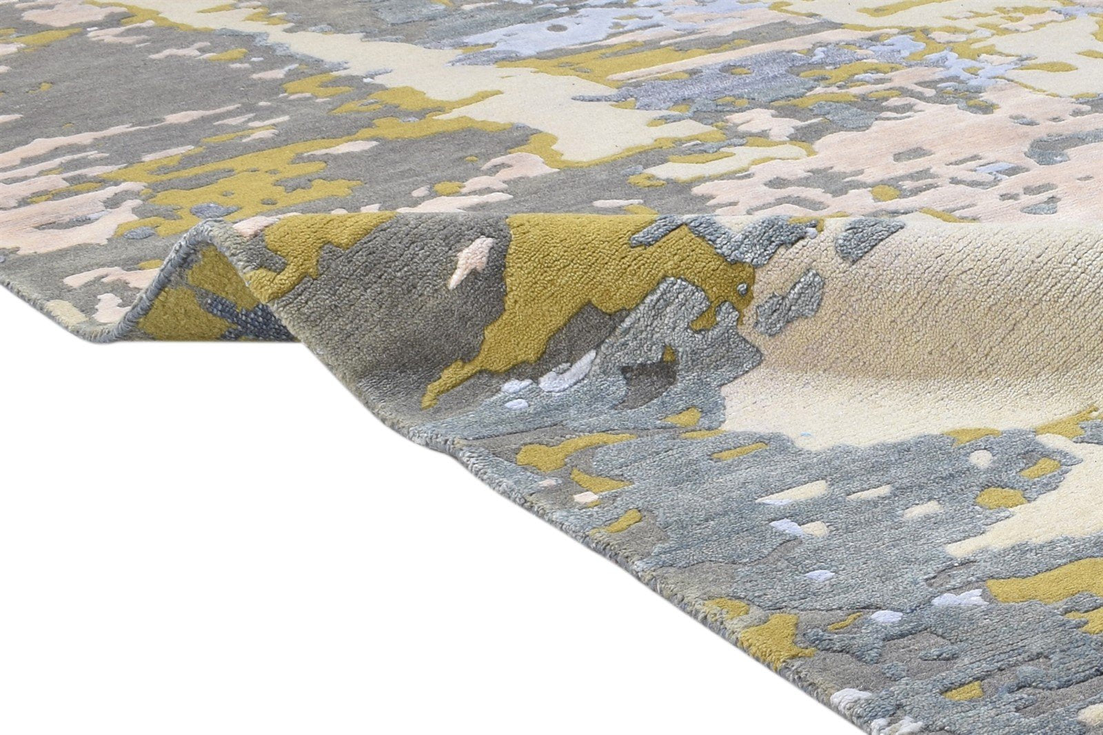 Wool Beige Rug 8' X 10' Modern Hand Knotted Indian Abstract Large Carpet   7864400773269