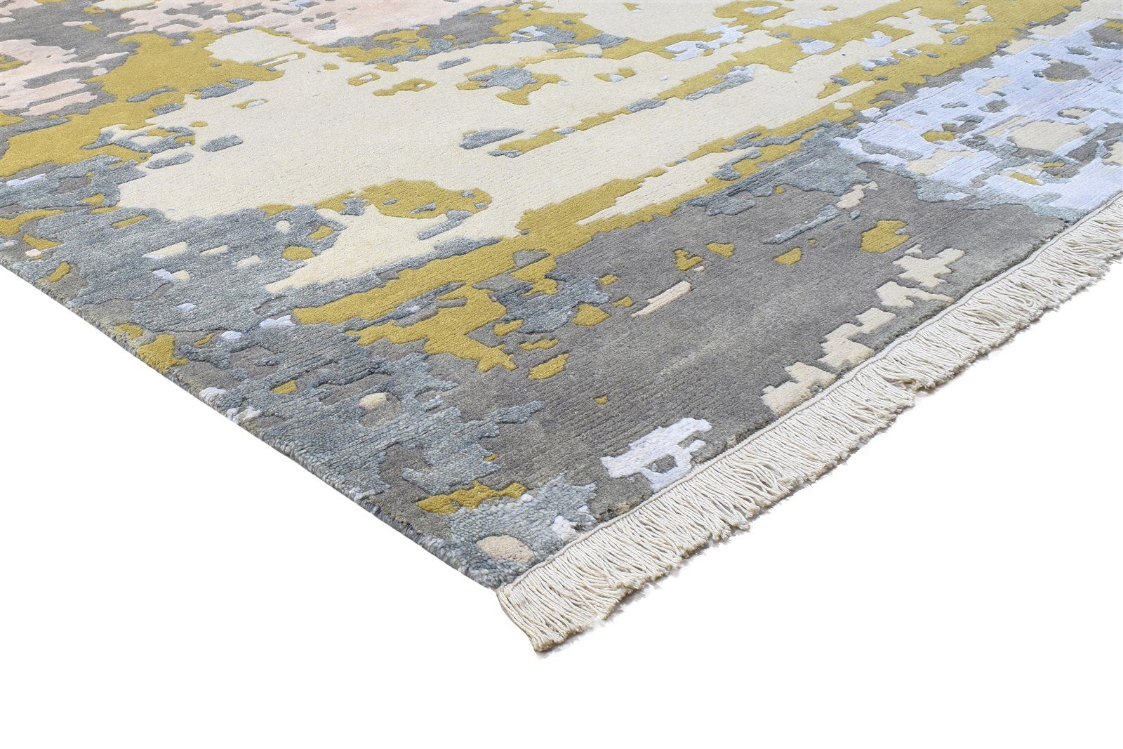 Wool Beige Rug 8' X 10' Modern Hand Knotted Indian Abstract Large Carpet   7864400773269