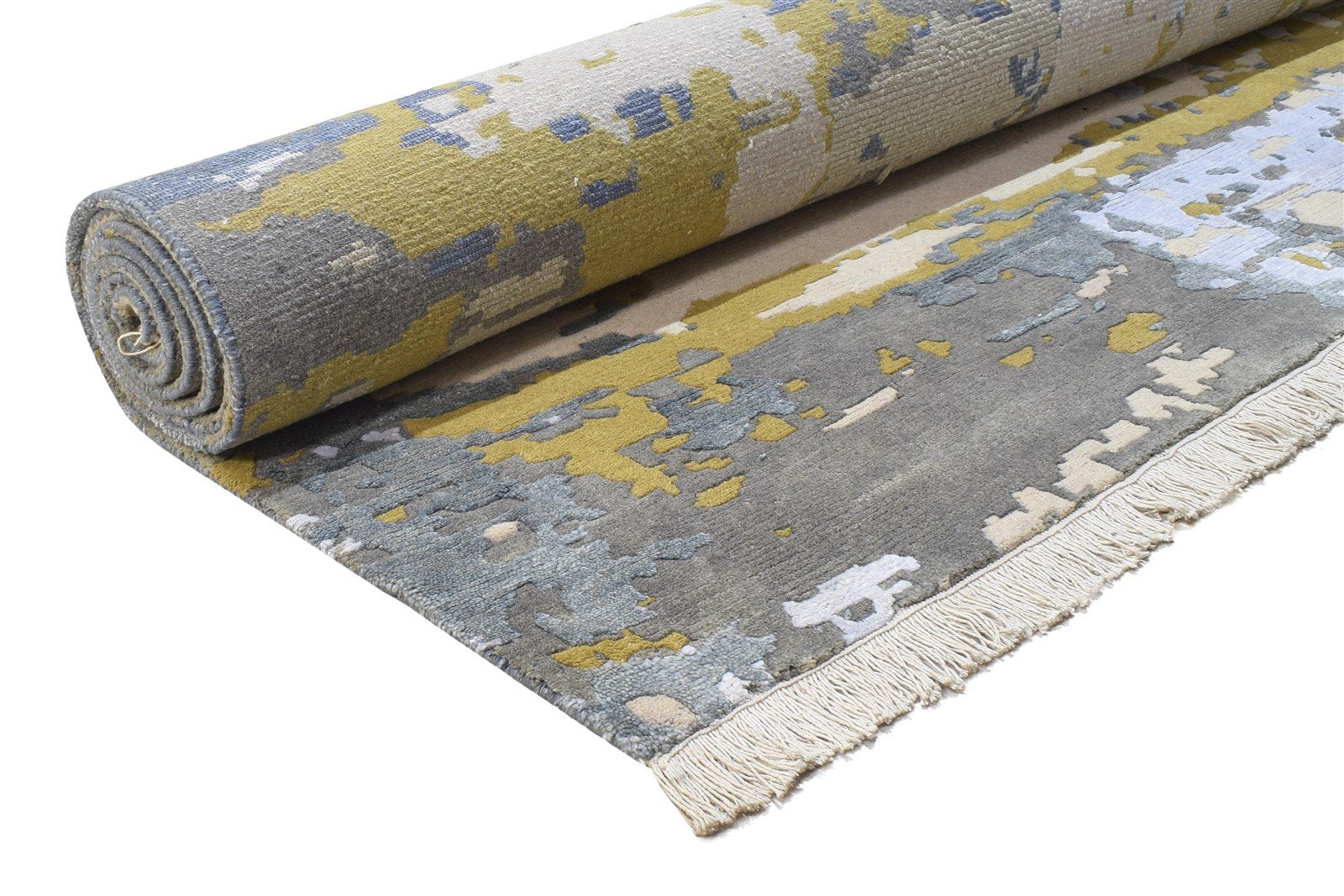 Wool Beige Rug 8' X 10' Modern Hand Knotted Indian Abstract Large Carpet   7864400773269