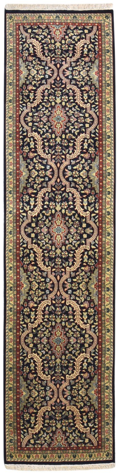 Wool Black Rug 2'6 X 10' Persian Hand Knotted Kashan Oriental Small Runner   7864669339797