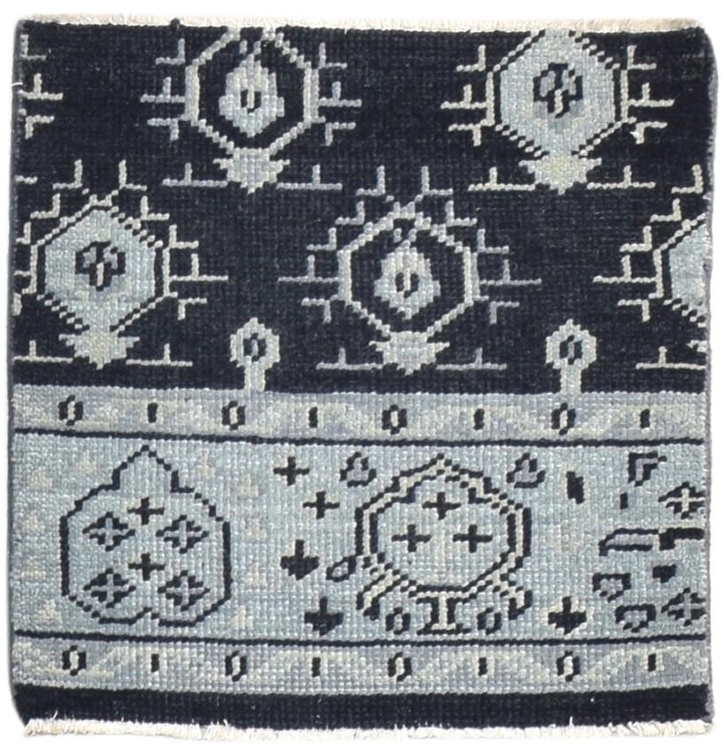Wool Black Rug 2' X 2' Persian Hand Knotted Bokhara Oriental Small Carpet   7864929091733