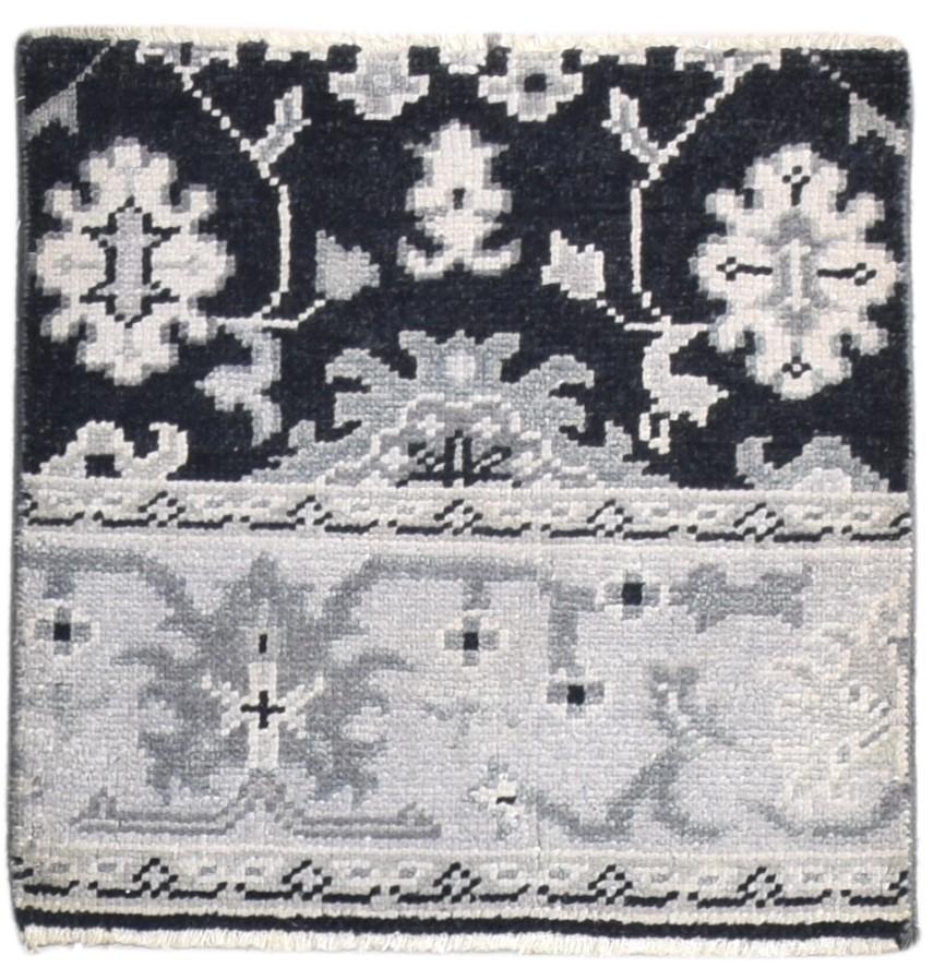 Wool Black Rug 2' X 2' Persian Hand Knotted Sarouk-Indian Oriental Small Carpet   7864925094037