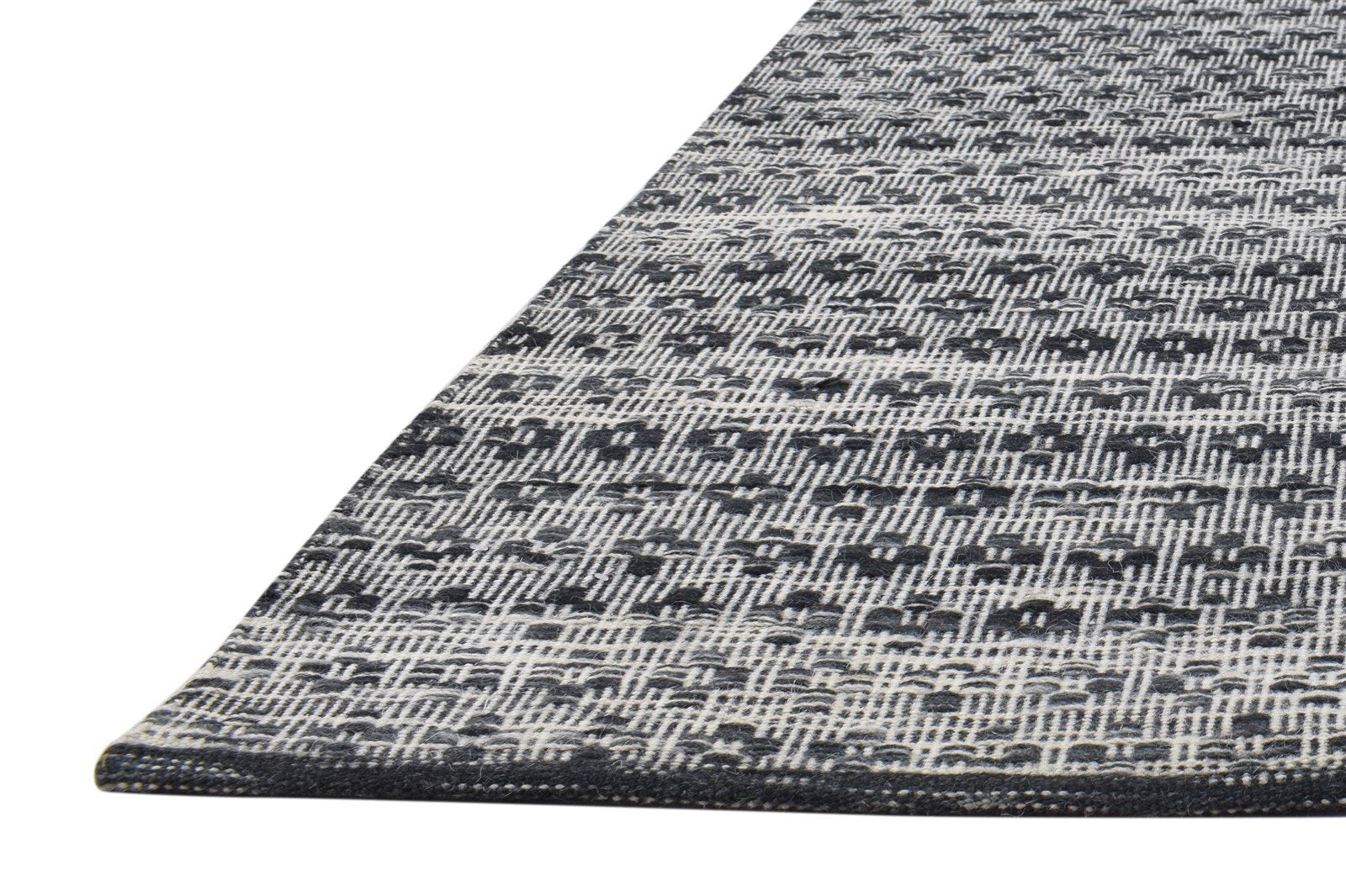 Wool Black Rug 5' X 7' Modern Dhurrie Scandinavian Nordic Room Size Carpet   7865030770837