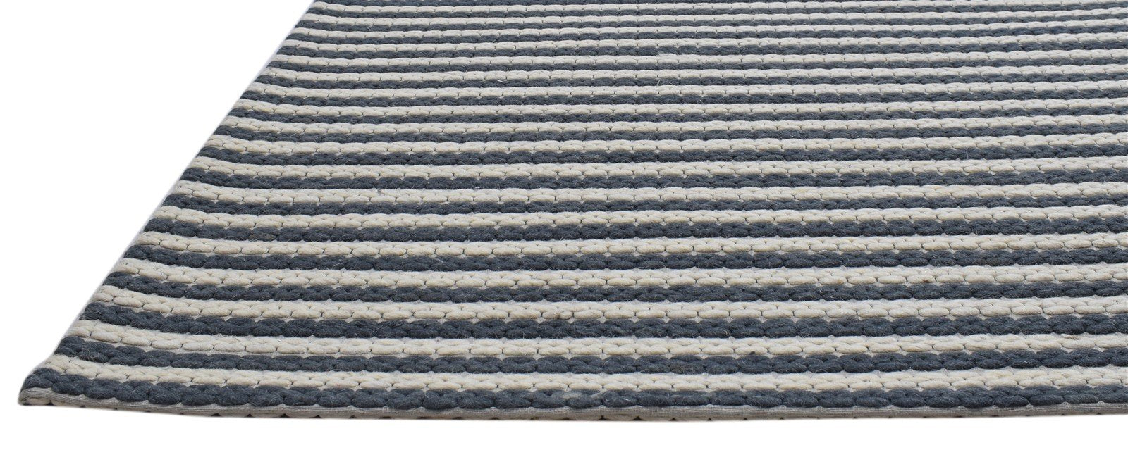 Wool Black Rug 5' X 8' Modern Hand Woven Scandinavian Striped Room Size Carpet   7860679245973