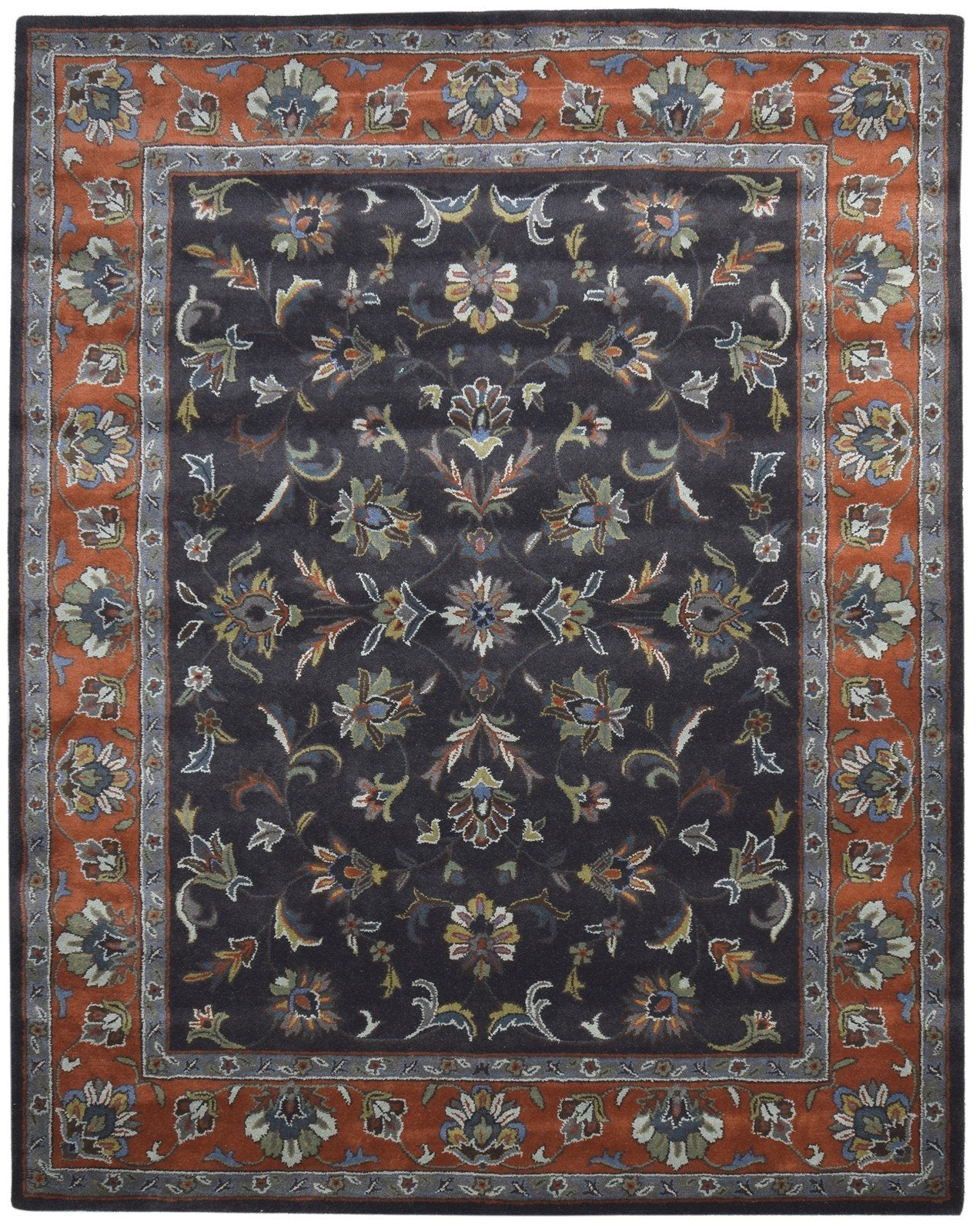 Wool Black Rug 8' X 10' Persian Hand Tufted Oushak Oriental Large Carpet   7864492032149