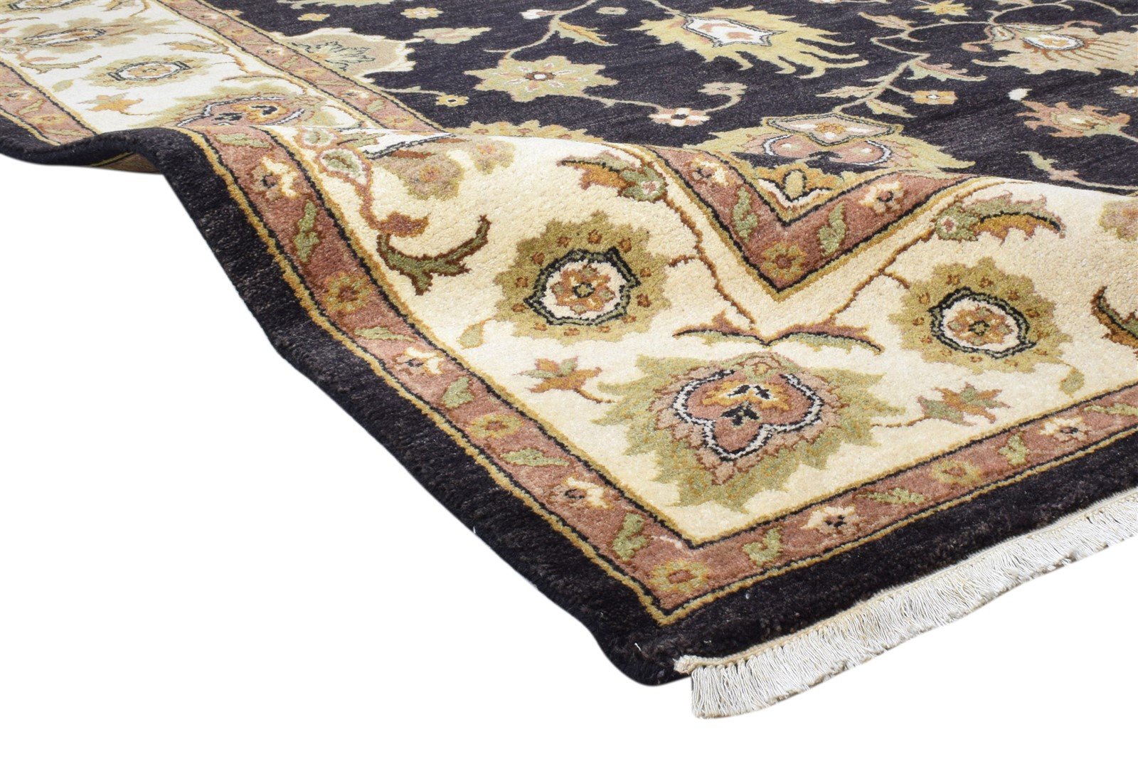 Wool Black Rug 8' X 9' Persian Hand Knotted Agra Oriental Large Carpet   7860695335061