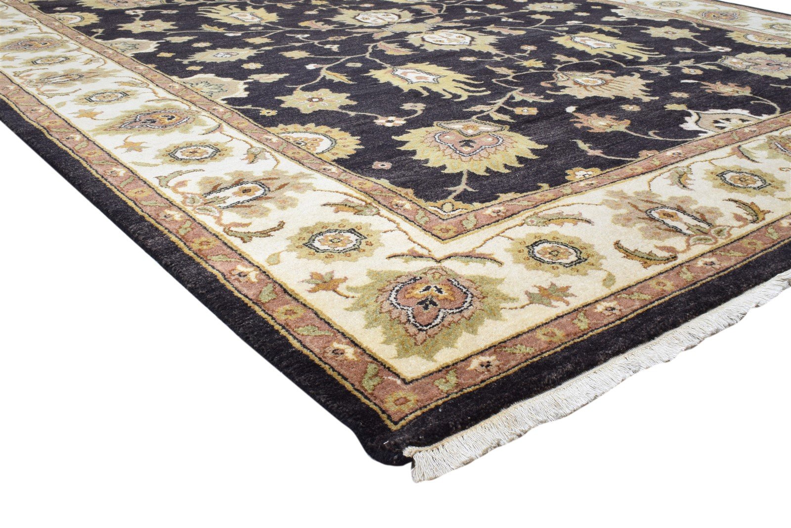Wool Black Rug 8' X 9' Persian Hand Knotted Agra Oriental Large Carpet   7860695335061