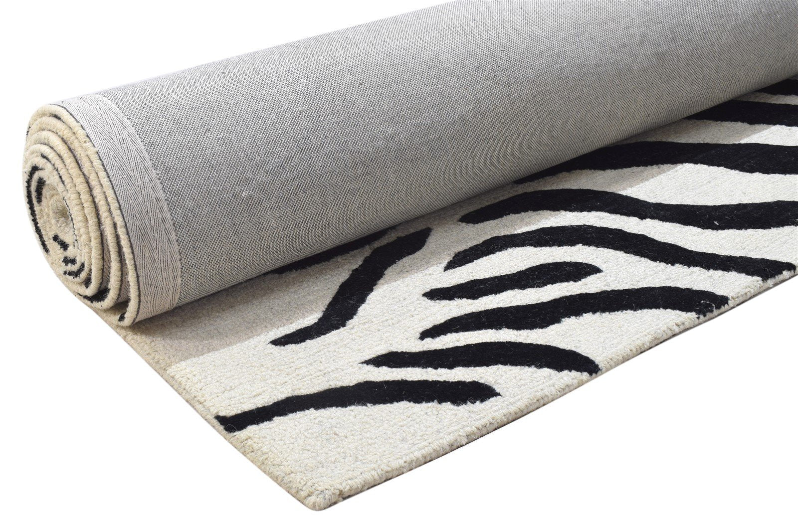 Wool Black Rug 9X13 Modern Hand Tufted Indian Animal Print Extra Large Carpet   7864142135445